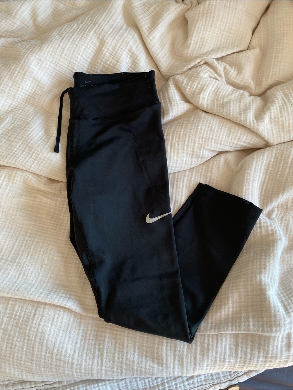 Nike Black Athletic Leggings with Silver Swoosh